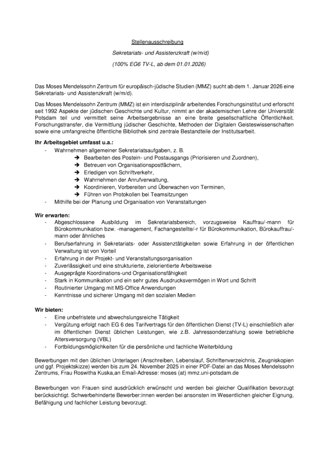 Stellenausschreibung