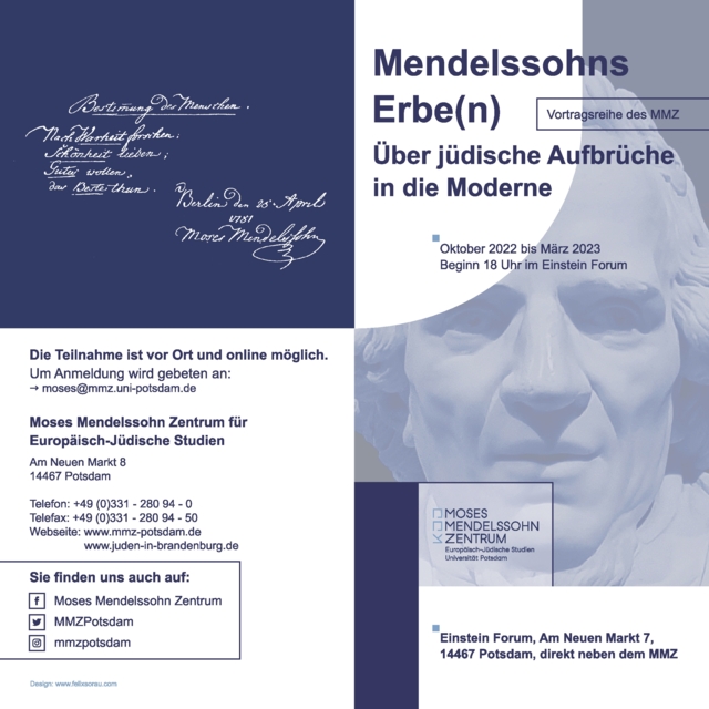 Flyer Vortragsreihe MMZ  Mendelssohns Erbe